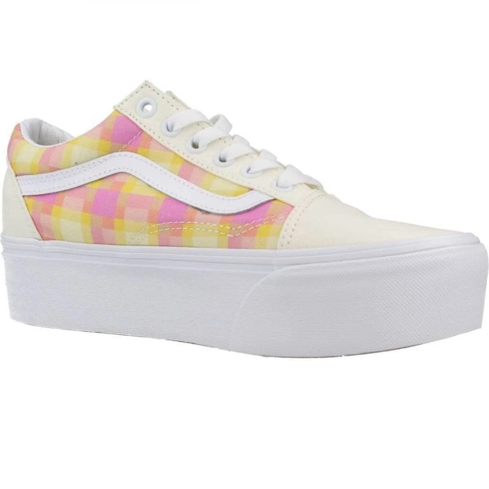 VANS FU OLD SKOOL STACKFORM Sneakers Pastel Picnic Pink Plaid M8/ W9.5‎  NWOB